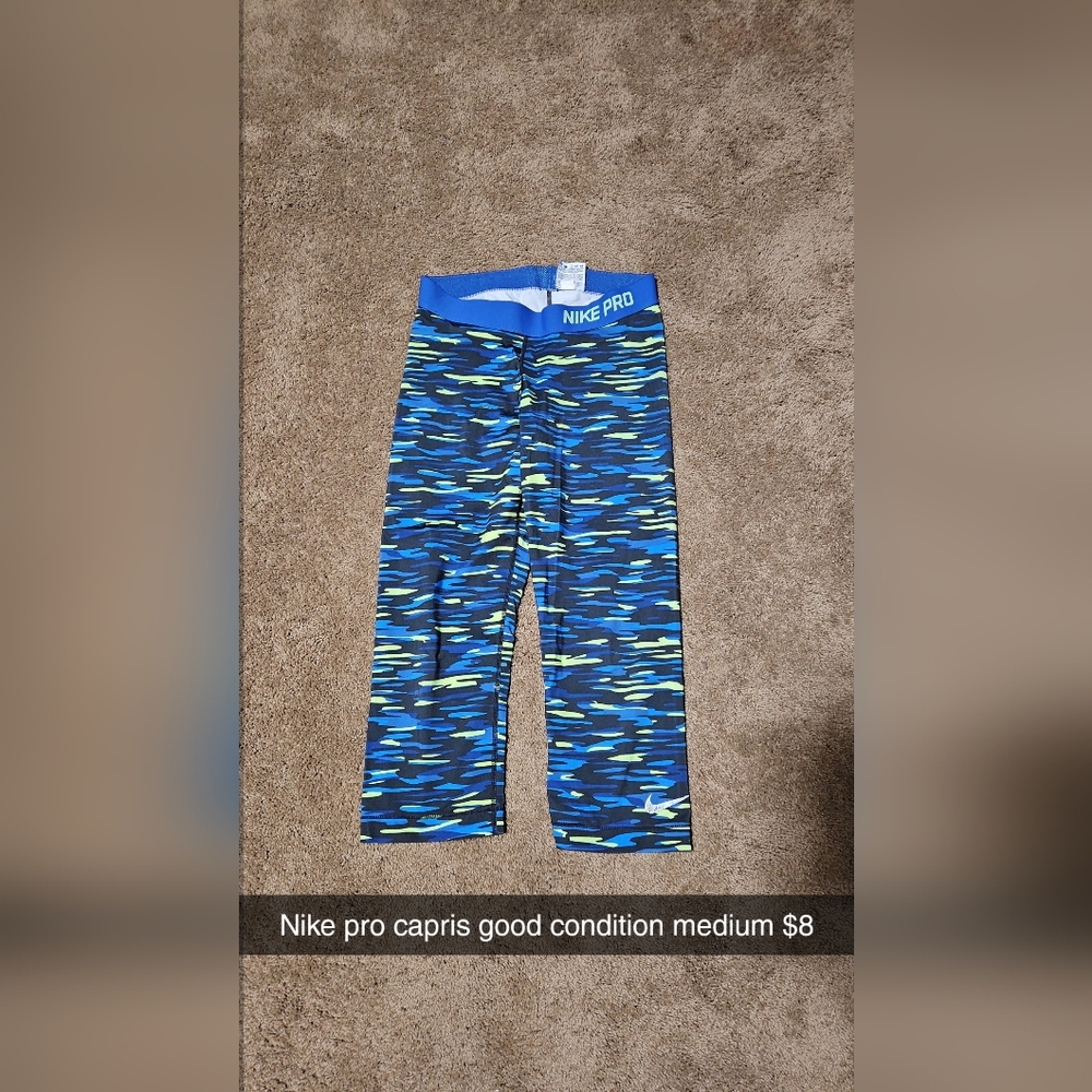 Nike Blue and Green Camouflage Leggings
